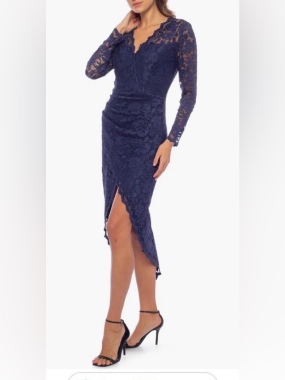 Marina‎ V-Neck Long Sleeve High-Low Dress Lace Size Small Cocktail Wedding